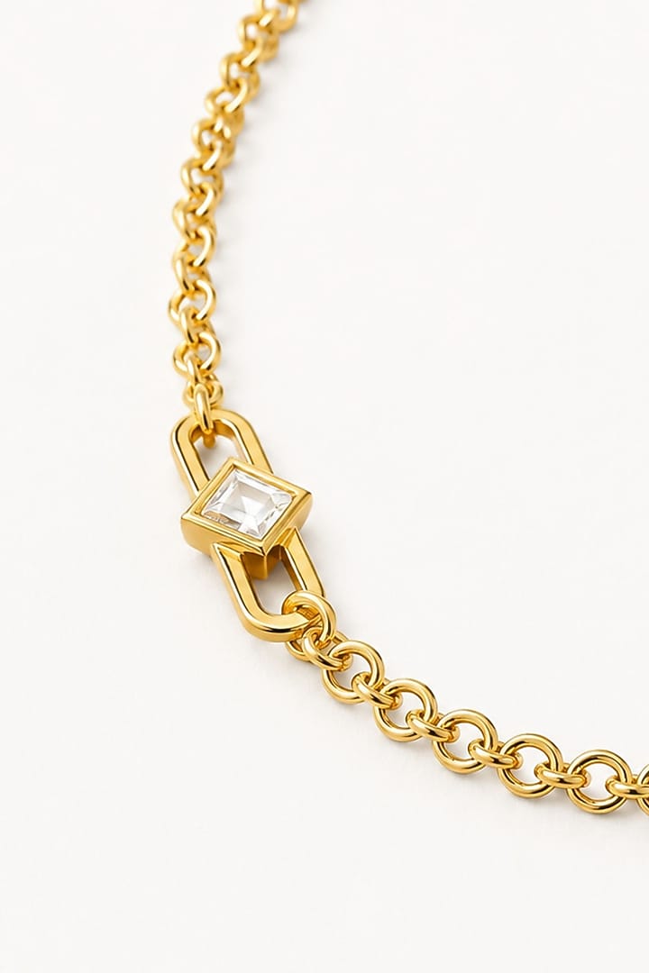 Micron Gold Finish Hand-Cut Polki Mirror Long Necklace by Isharya at Pernia's Pop Up Shop