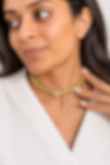 Micron Gold Finish Hand-Cut Polki Mirror Choker Necklace by Isharya at Pernia's Pop Up Shop