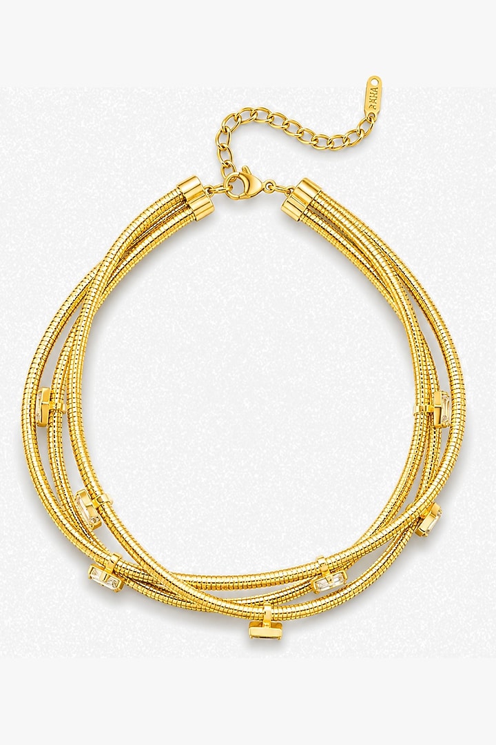 Micron Gold Finish Hand-Cut Polki Mirror Choker Necklace by Isharya at Pernia's Pop Up Shop