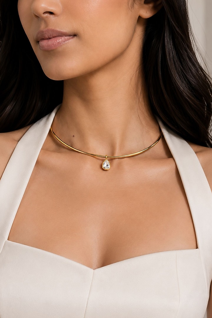Micron Gold Finish Collar Charm Necklace by Isharya at Pernia's Pop Up Shop