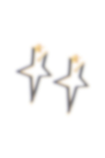 Gold Plated Ultramarine Blue Star Retro Hoop Earrings by Isharya