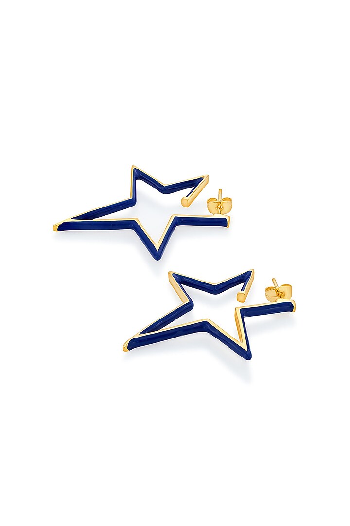 Gold Plated Ultramarine Blue Star Retro Hoop Earrings by Isharya at Pernia's Pop Up Shop
