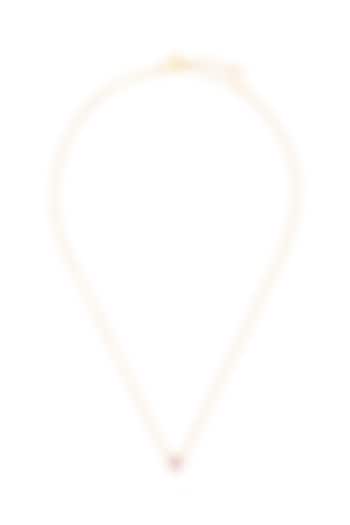 Gold Plated CZ & Pink Enameled Pendant Necklace by Isharya at Pernia's Pop Up Shop