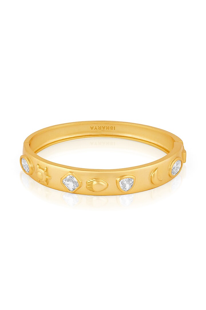 Gold Plated Mirror Oval Hinge Bangle by Isharya at Pernia's Pop Up Shop