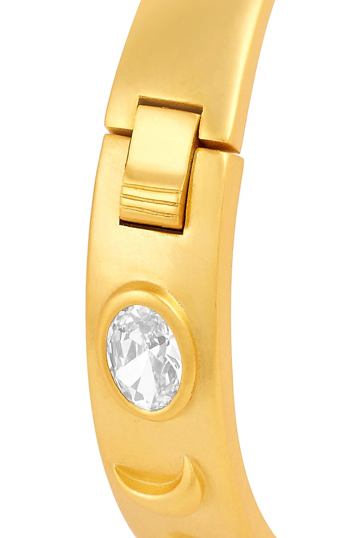 Gold Plated Mirror Oval Hinge Bangle by Isharya at Pernia's Pop Up Shop