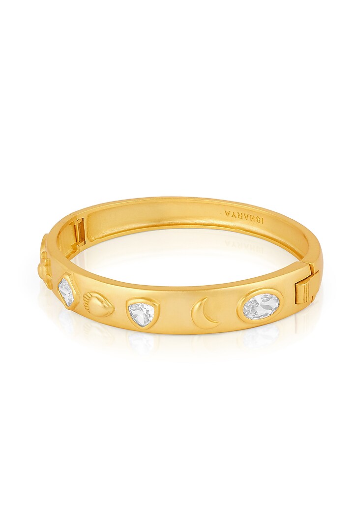 Gold Plated Mirror Oval Hinge Bangle by Isharya at Pernia's Pop Up Shop