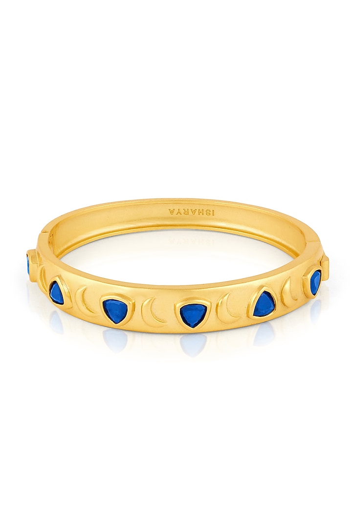 Gold Plated Sapphire Oval Hinge Bangle by Isharya at Pernia's Pop Up Shop
