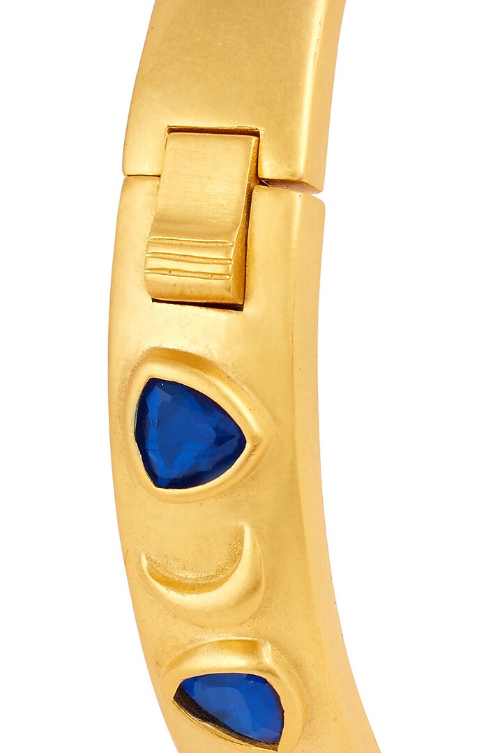 Gold Plated Sapphire Oval Hinge Bangle by Isharya at Pernia's Pop Up Shop