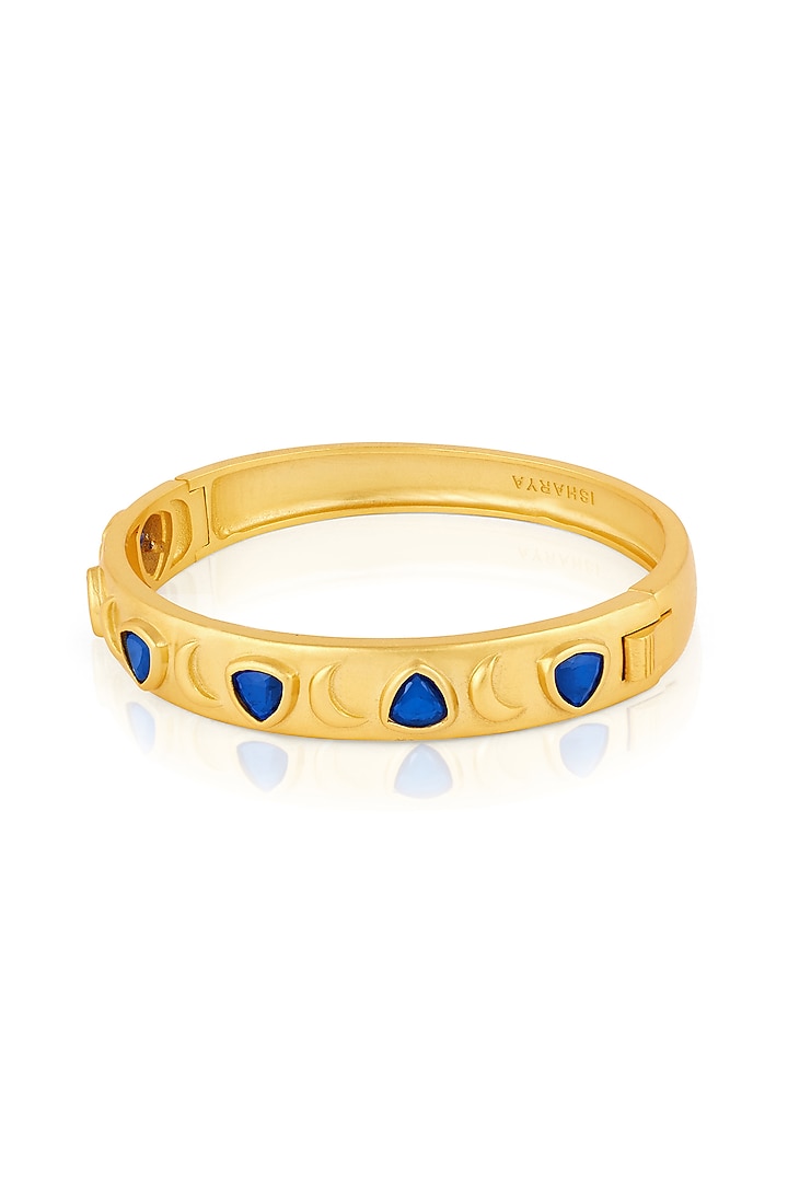 Gold Plated Sapphire Oval Hinge Bangle by Isharya at Pernia's Pop Up Shop