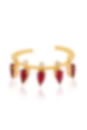 Gold Plated Ruby & CZ Drip Cuff by Isharya at Pernia's Pop Up Shop