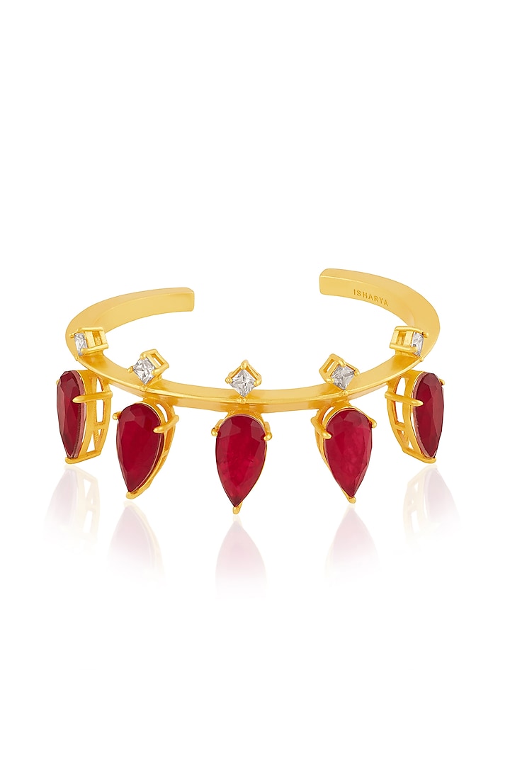 Gold Plated Ruby & CZ Drip Cuff by Isharya at Pernia's Pop Up Shop