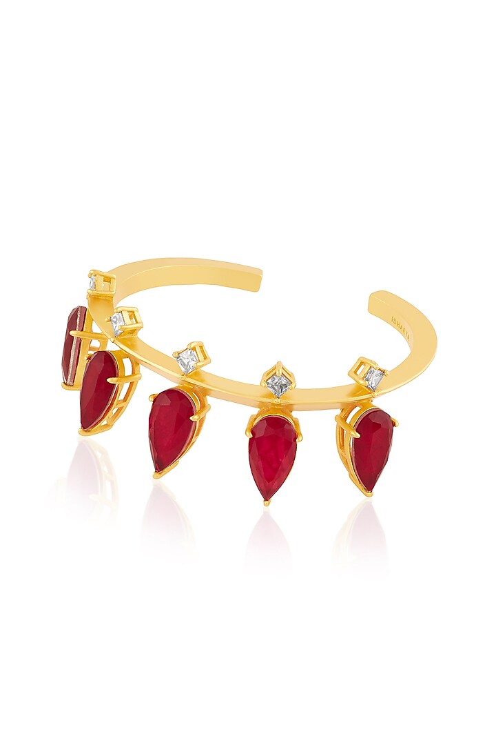 Gold Plated Ruby & CZ Drip Cuff by Isharya at Pernia's Pop Up Shop