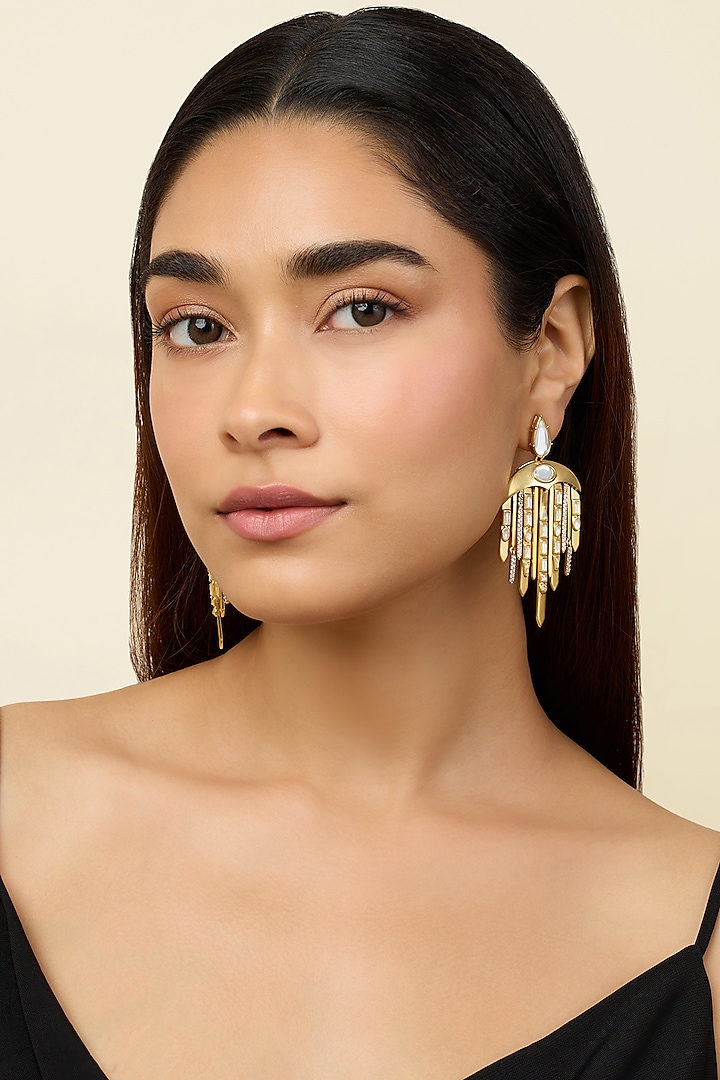Gold Plated Mirror Dangler Earrings by Isharya at Pernia's Pop Up Shop