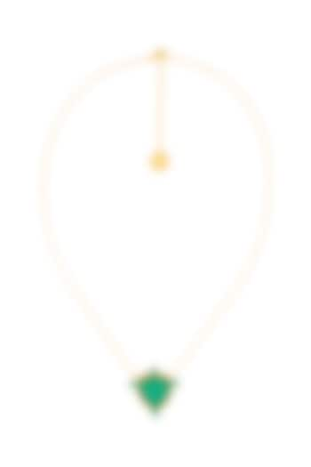 Gold Plated Green Doublet Stone & CZ Layered Pendant Necklace by Isharya