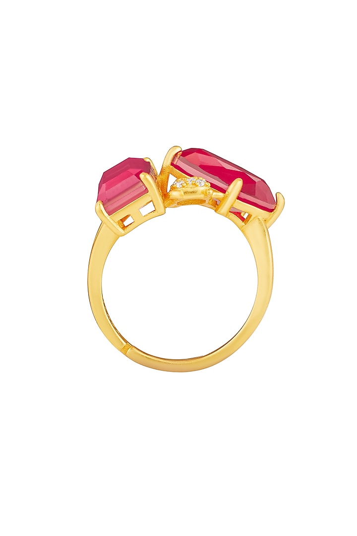 Gold Plated Red Doublet Stone & Amethyst Rosette Ring by Isharya at Pernia's Pop Up Shop
