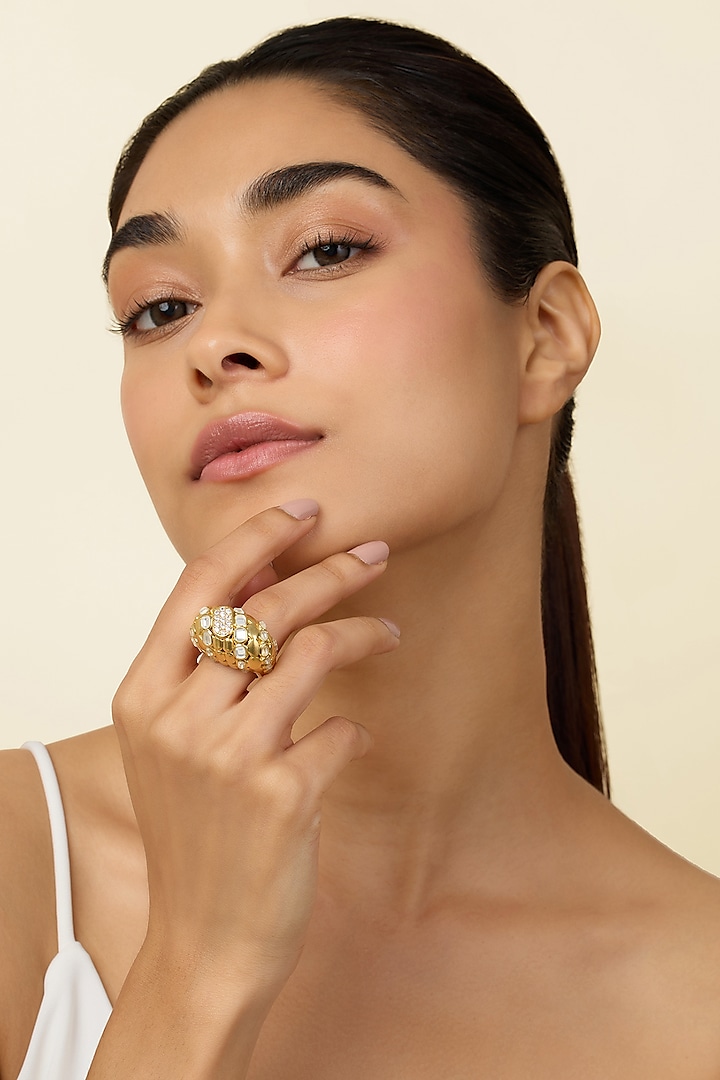 Gold Plated Mirror Ring by Isharya