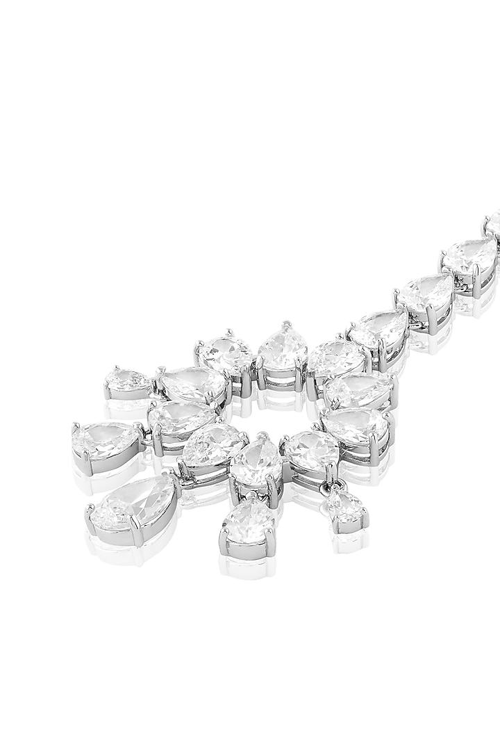 White Rhodium Finish Crystal Zirconia Maangtikka by Isharya at Pernia's Pop Up Shop