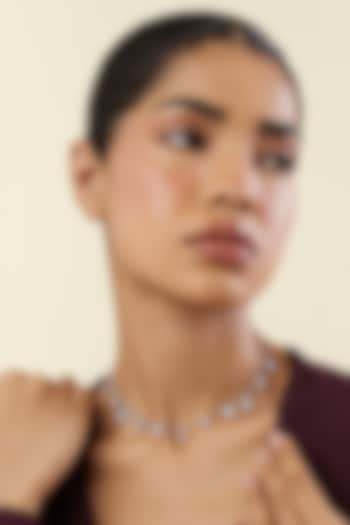 White Rhodium Finish Crystal Zirconia Choker Necklace by Isharya at Pernia's Pop Up Shop