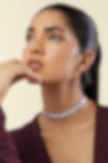 White Rhodium Finish Crystal Zirconia Choker Necklace by Isharya at Pernia's Pop Up Shop
