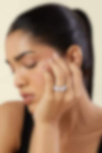 White Rhodium Finish Crystal Zirconia Ring by Isharya at Pernia's Pop Up Shop