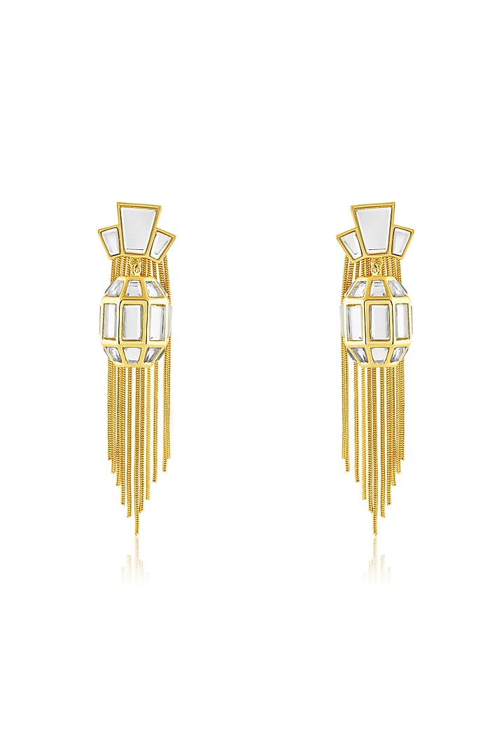 Gold Plated Mirror Tassel Earrings by Isharya at Pernia's Pop Up Shop