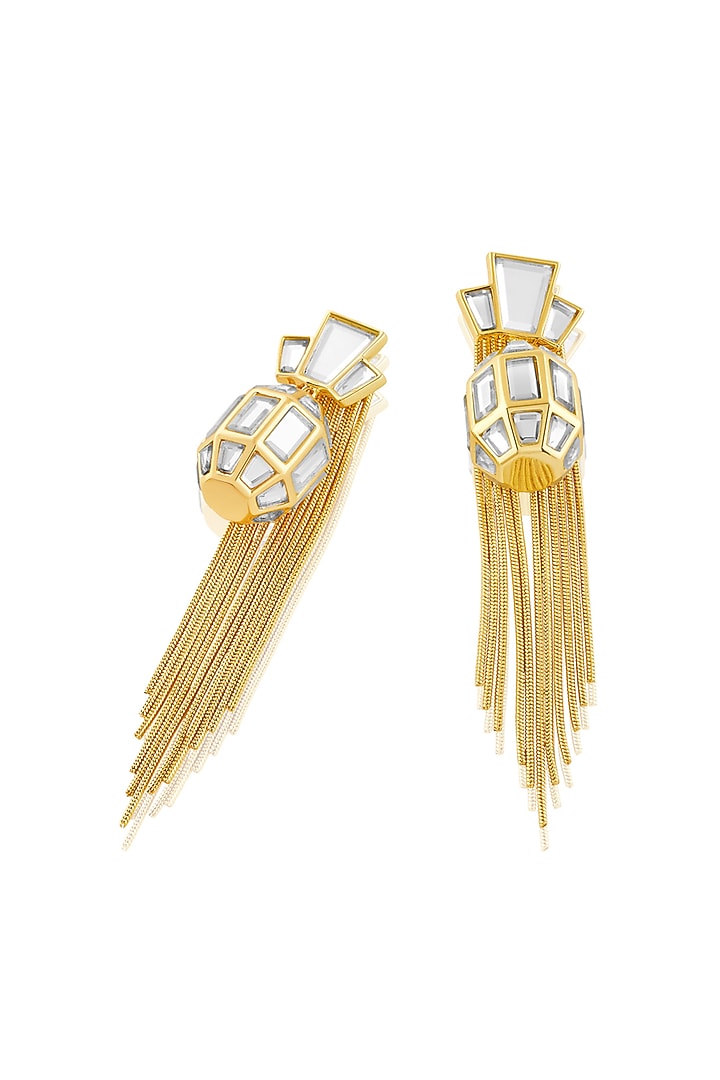 Gold Plated Mirror Tassel Earrings by Isharya at Pernia's Pop Up Shop