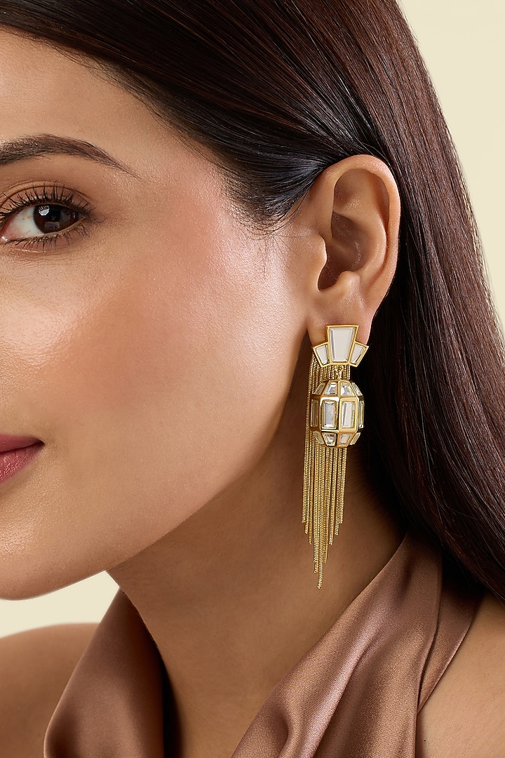Gold Plated Mirror Tassel Earrings by Isharya at Pernia's Pop Up Shop
