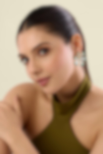 Gold Plated Blue Enameled Floral Stud Earrings by Isharya at Pernia's Pop Up Shop