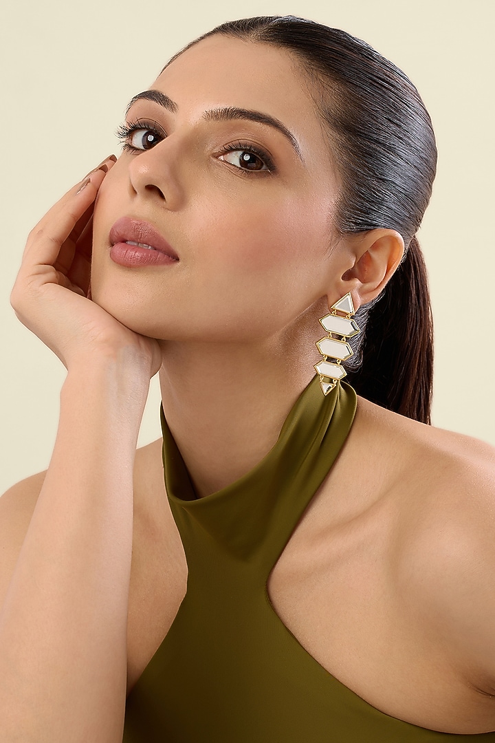 Gold Plated Mirror Earrings by Isharya at Pernia's Pop Up Shop