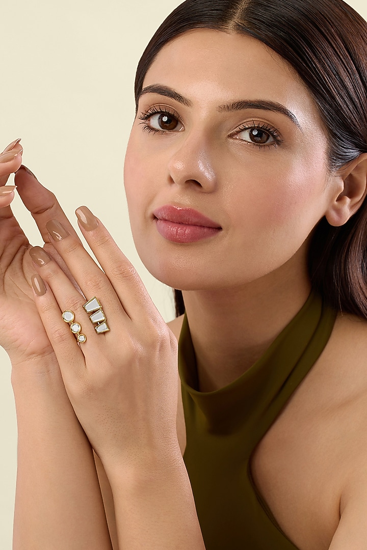 Gold Plated Mirror Front Open Ring by Isharya at Pernia's Pop Up Shop