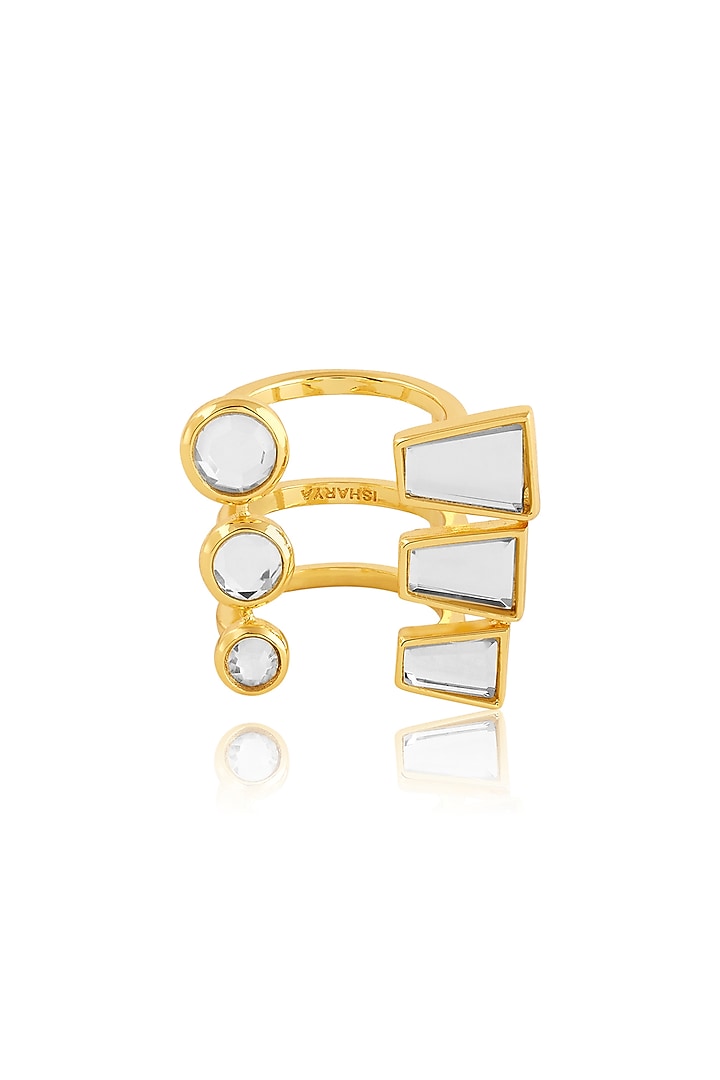 Gold Plated Mirror Front Open Ring by Isharya at Pernia's Pop Up Shop
