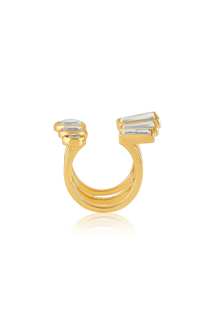 Gold Plated Mirror Front Open Ring by Isharya at Pernia's Pop Up Shop