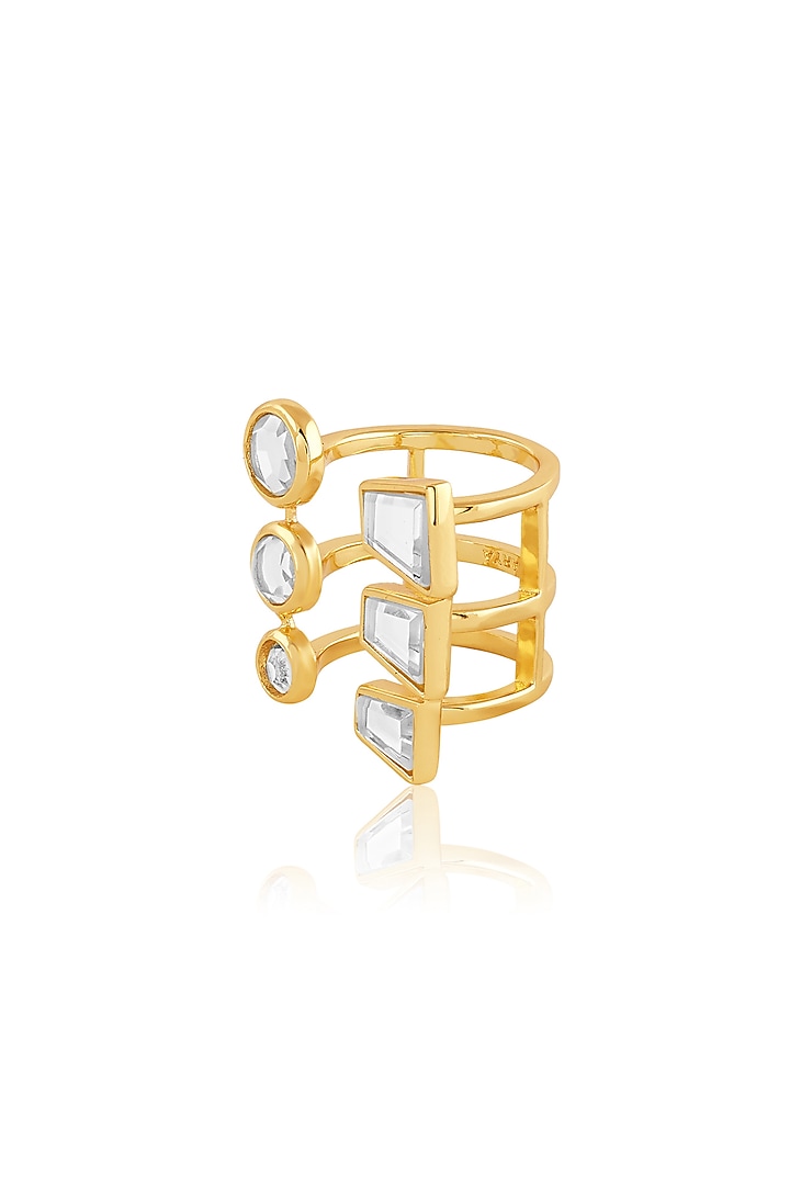 Gold Plated Mirror Front Open Ring by Isharya at Pernia's Pop Up Shop