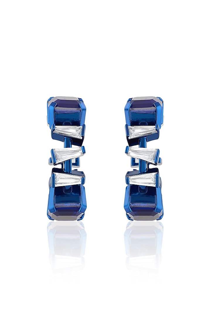 Blue Finish Sapphire Gemstone Hoop Earrings by Isharya at Pernia's Pop Up Shop