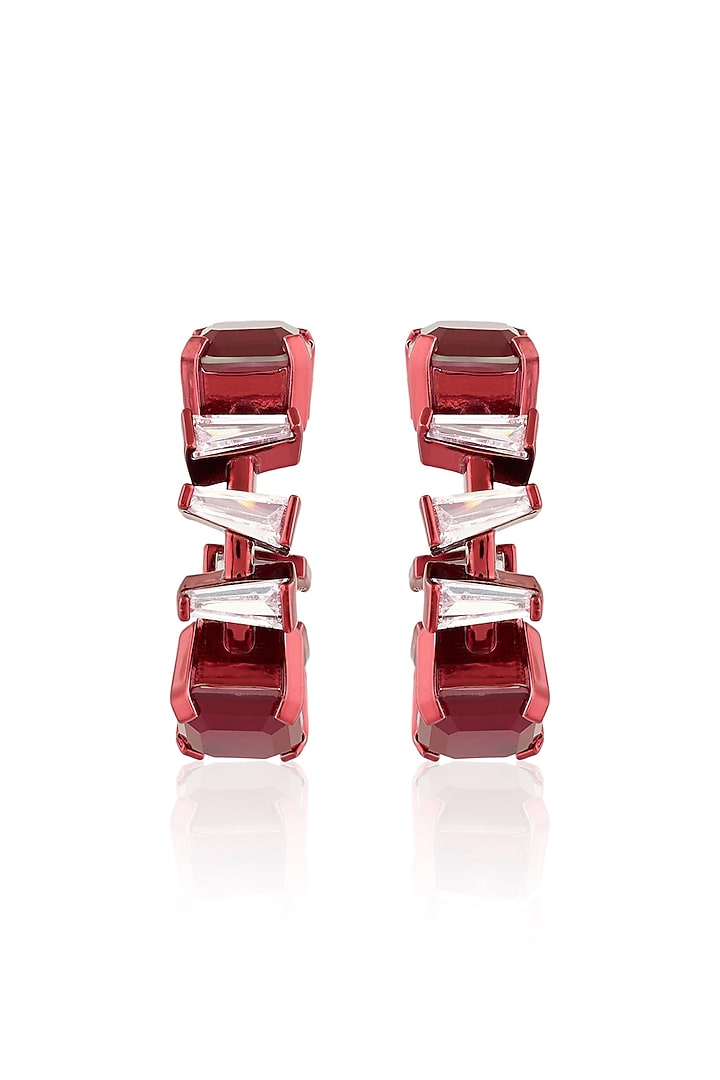 Red Finish Ruby Gemstone Hoop Earrings by Isharya at Pernia's Pop Up Shop