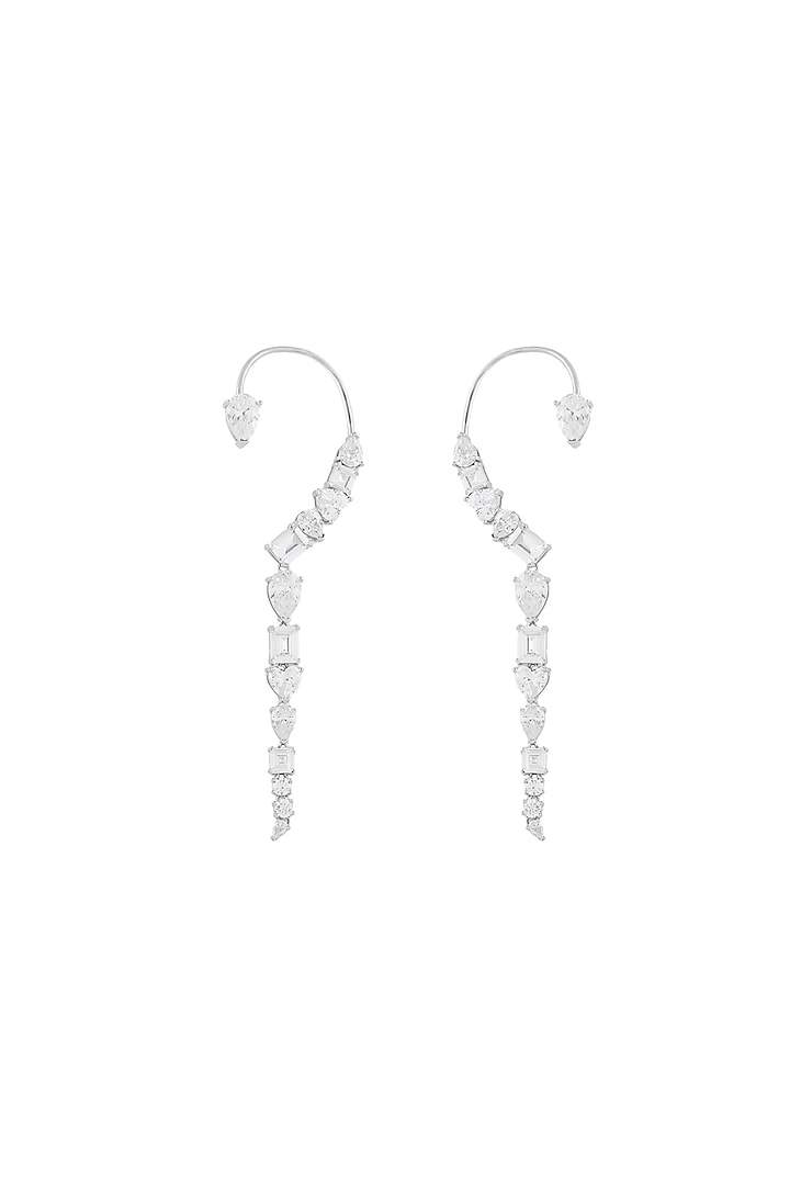 White Rhodium Finish Diamante Earcuffs by Isharya at Pernia's Pop Up Shop