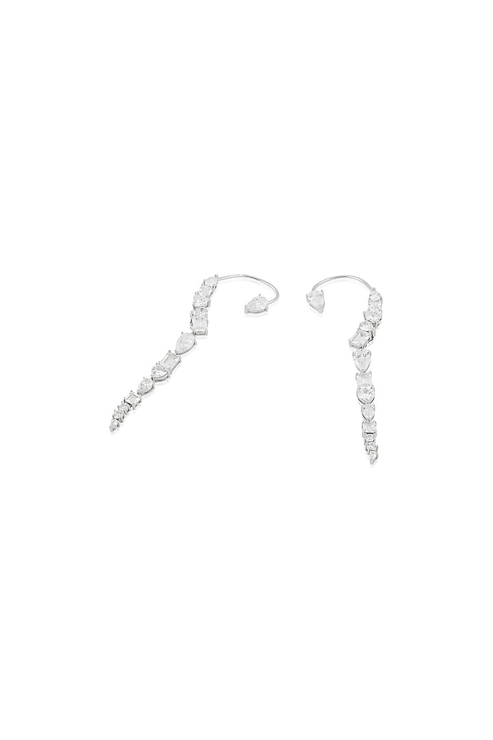 White Rhodium Finish Diamante Earcuffs by Isharya at Pernia's Pop Up Shop