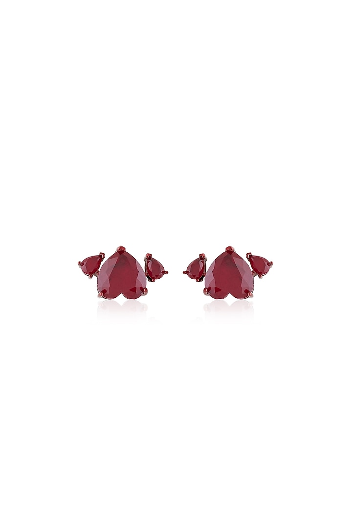 Red Finish Ruby Gemstone Stud Earrings by Isharya at Pernia's Pop Up Shop