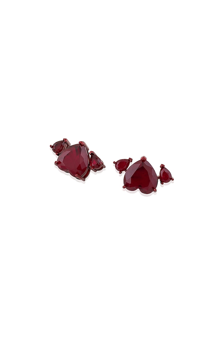 Red Finish Ruby Gemstone Stud Earrings by Isharya at Pernia's Pop Up Shop