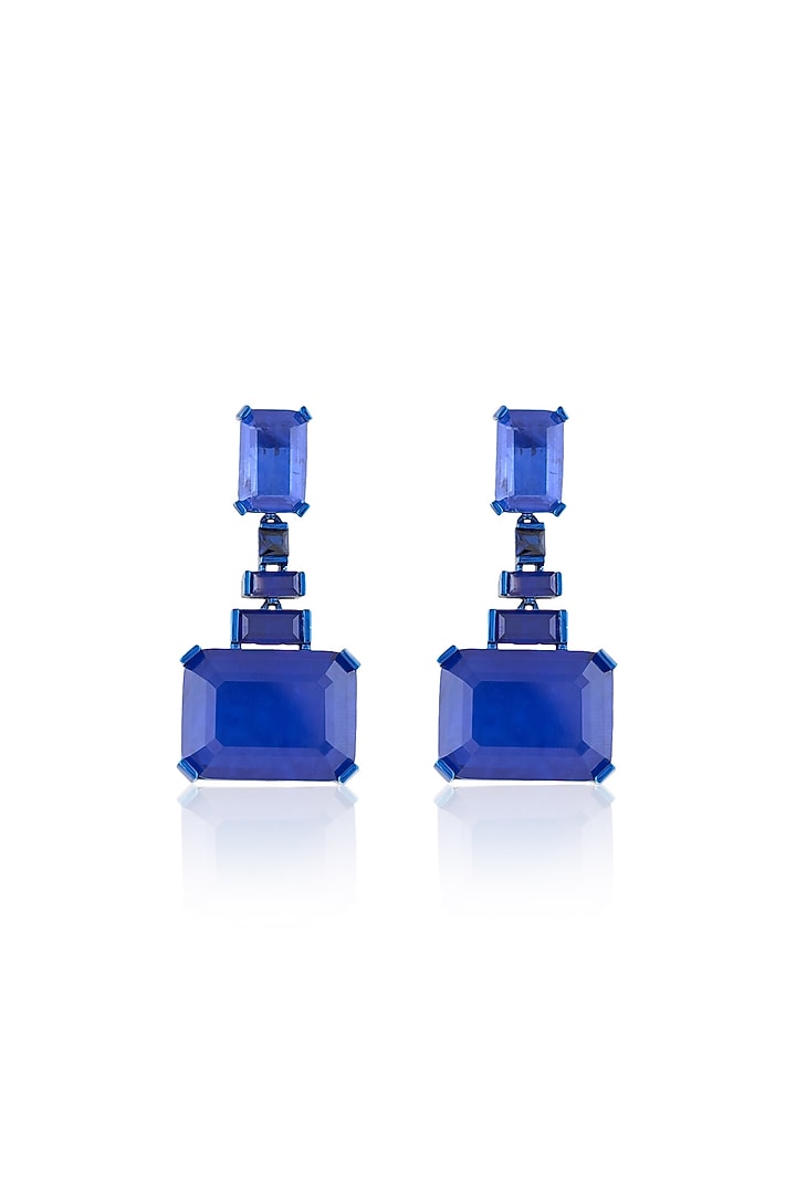 Blue Finish Sapphire Gemstone Dangler Earrings by Isharya at Pernia's Pop Up Shop