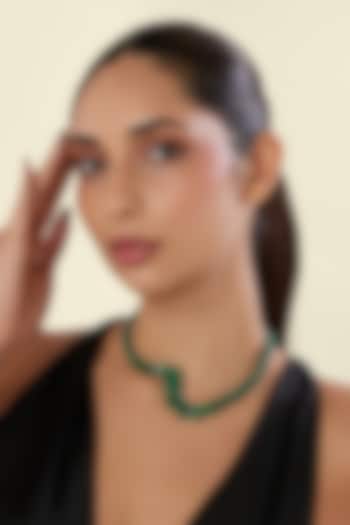 Green Finish Emerald Gemstone Necklace by Isharya at Pernia's Pop Up Shop