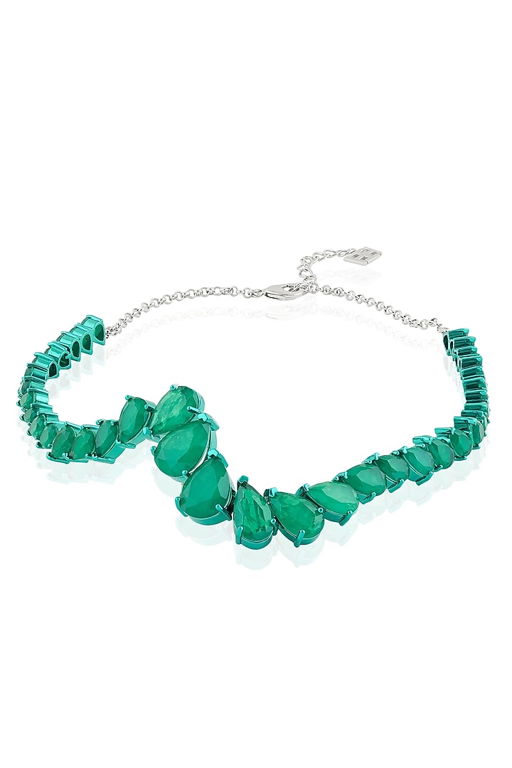 Green Finish Emerald Gemstone Necklace by Isharya at Pernia's Pop Up Shop