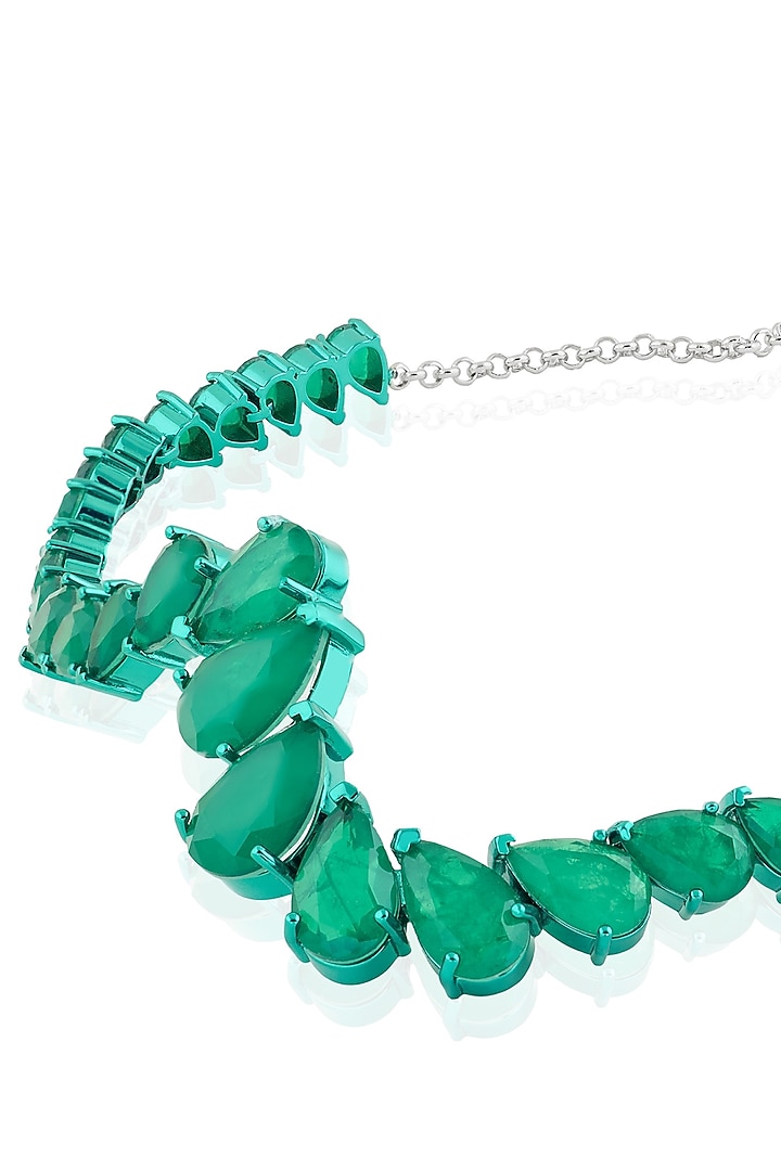 Green Finish Emerald Gemstone Necklace by Isharya at Pernia's Pop Up Shop