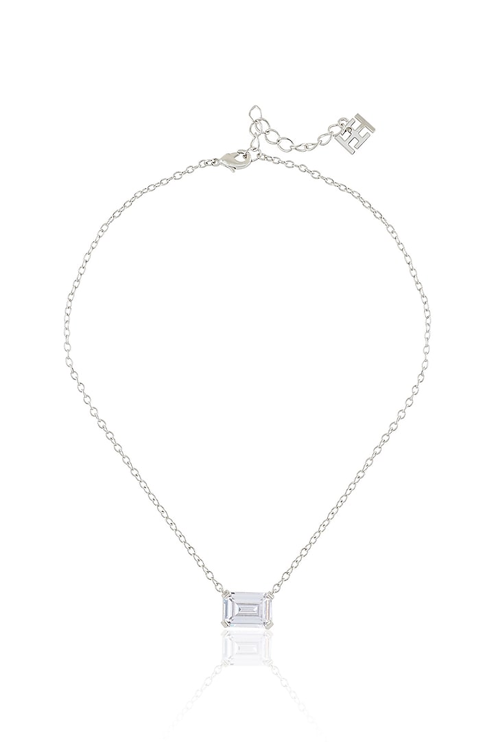 White Rhodium Finish Diamante Pendant Necklace by Isharya at Pernia's Pop Up Shop