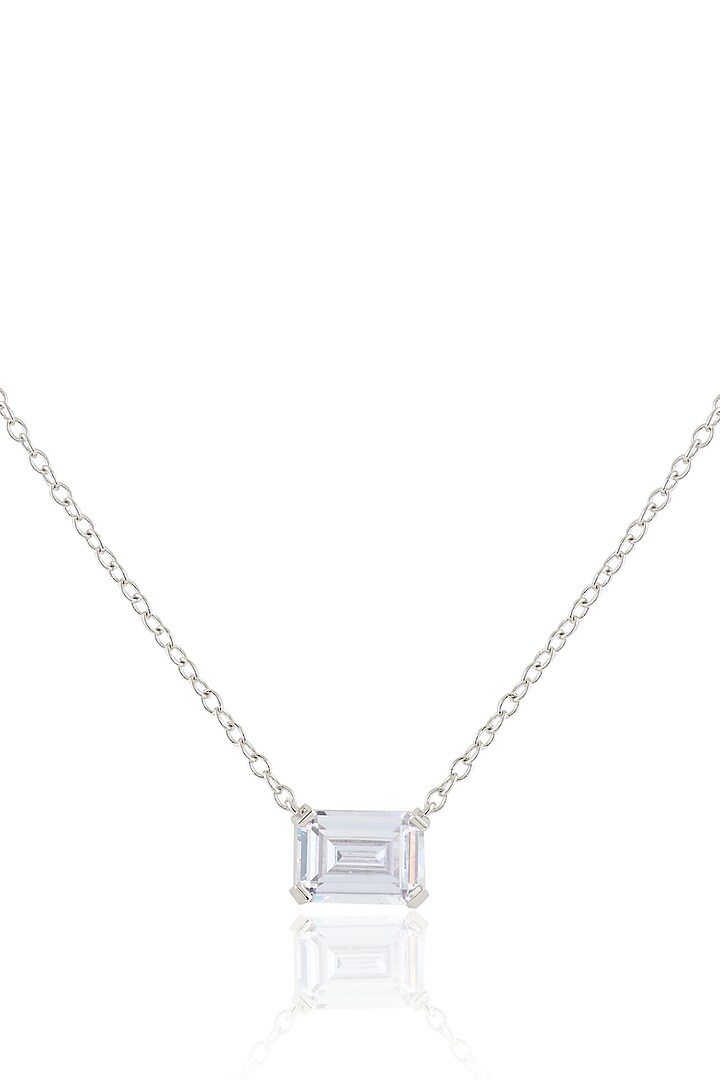 White Rhodium Finish Diamante Pendant Necklace by Isharya at Pernia's Pop Up Shop