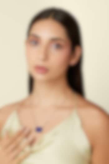 White Rhodium Finish Sapphire Gemstone Pendant Necklace by Isharya at Pernia's Pop Up Shop