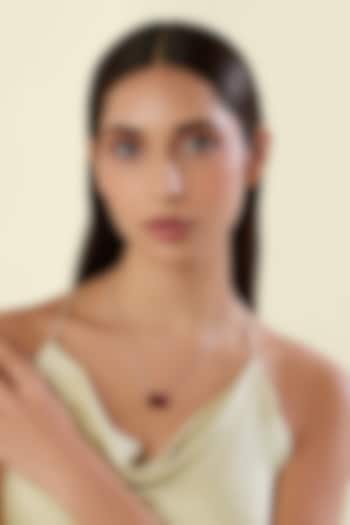 White Rhodium Finish Ruby Gemstone Pendant Necklace by Isharya at Pernia's Pop Up Shop
