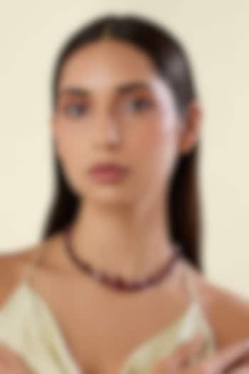 White Rhodium Finish Ruby Gemstone Necklace by Isharya at Pernia's Pop Up Shop