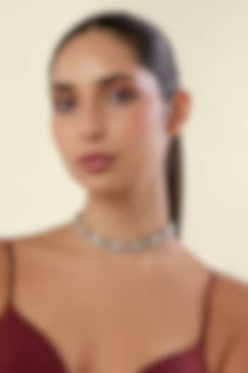 White Rhodium Finish Diamante Choker Necklace by Isharya at Pernia's Pop Up Shop