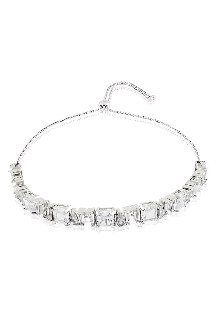 White Rhodium Finish Diamante Choker Necklace by Isharya at Pernia's Pop Up Shop